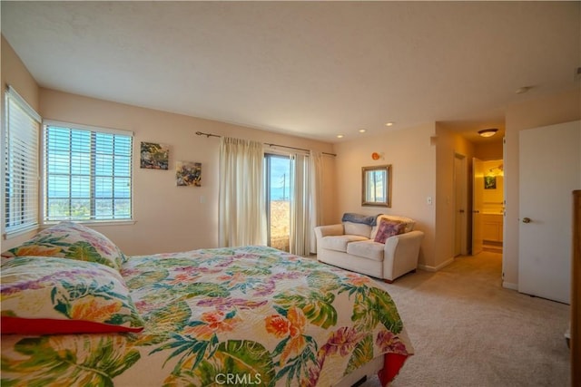539 Elk Ridge Way, San Jose, CA 95136 - bedroom featuring light carpet, access to exterior, and recessed lighting
