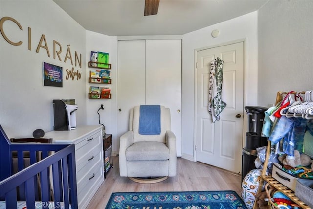 1398 Carissa St, Upland, CA 91784 - bedroom featuring light wood-style floors, a closet, and a crib