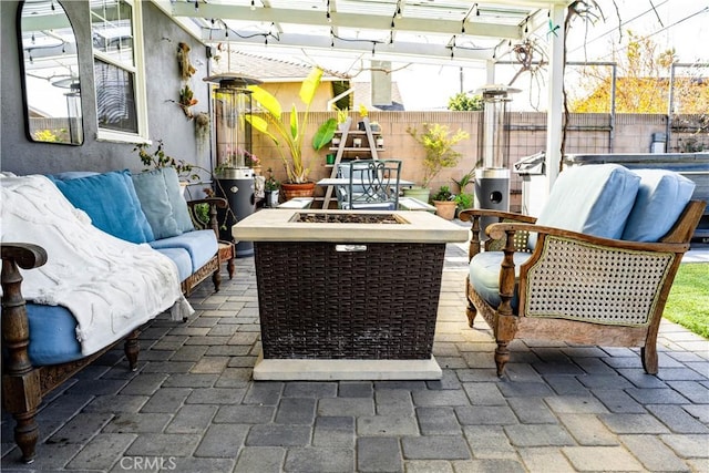 18711 Cerise Ave, Torrance, CA 90504 - view of patio / terrace featuring fence and an outdoor living space with a fire pit