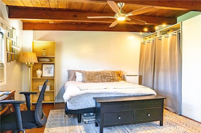 18711 Cerise Ave, Torrance, CA 90504 - bedroom with wood finished floors, wooden ceiling, and beamed ceiling