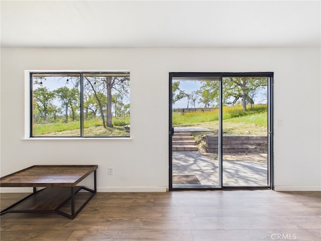 43642 Crystal Cave Cir, Coarsegold, CA 93614 - entryway with plenty of natural light, baseboards, and wood finished floors