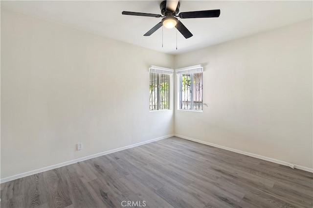 6255 Satsuma Ave, North Hollywood, CA 91606 - empty room with wood finished floors, baseboards, and a ceiling fan