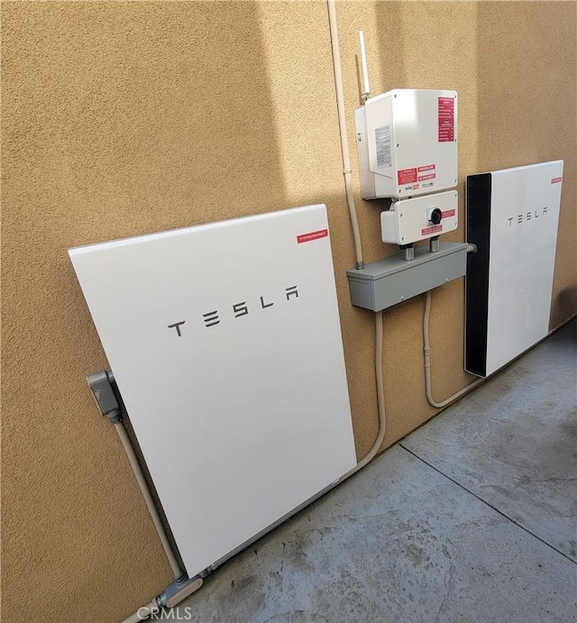 exterior view of related energy utilities and wall-mounted power storage