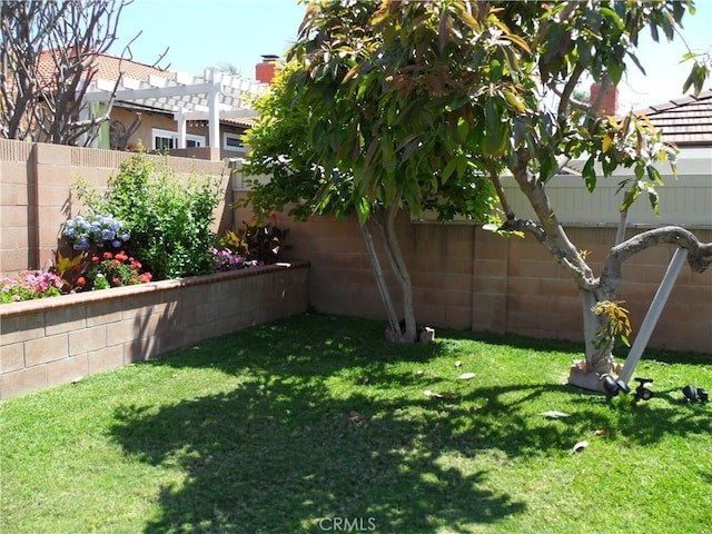 view of yard featuring a pergola