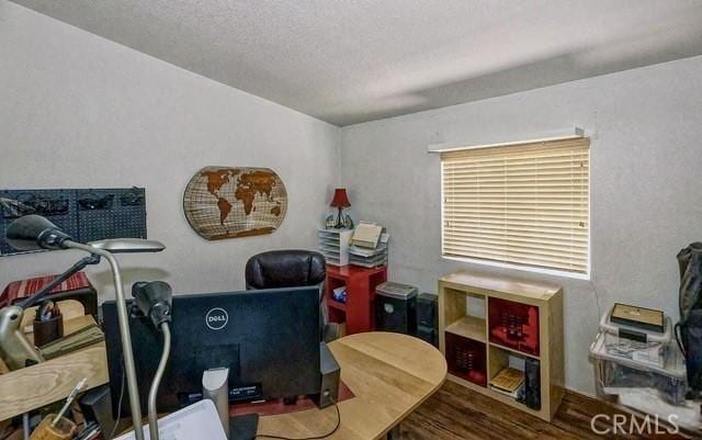 36072 Meadow Grove Rd, Yermo, CA 92398 - home office featuring wood finished floors and a textured ceiling