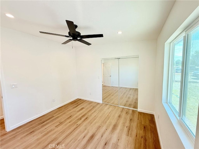 11921 4th Ave, Hesperia, CA 92345 - unfurnished room featuring healthy amount of natural light, wood finished floors, baseboards, recessed lighting, and a ceiling fan