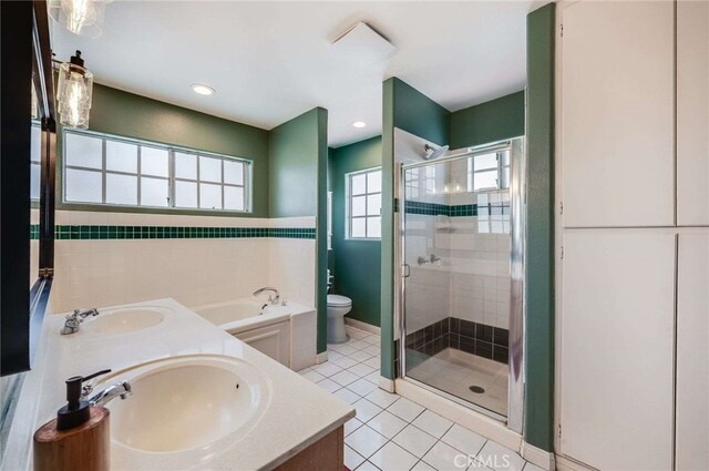 2461 Oneida St Unit B, Pasadena, CA 91107 - bathroom with plenty of natural light, a stall shower, and double vanity