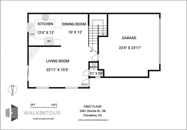2461 Oneida St Unit B, Pasadena, CA 91107 - view of home floor plan