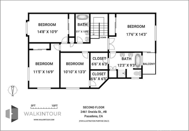2461 Oneida St Unit B, Pasadena, CA 91107 - view of property floor plan