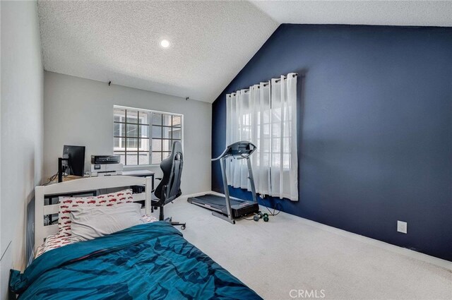 2461 Oneida St Unit B, Pasadena, CA 91107 - bedroom featuring carpet flooring, vaulted ceiling, and a textured ceiling