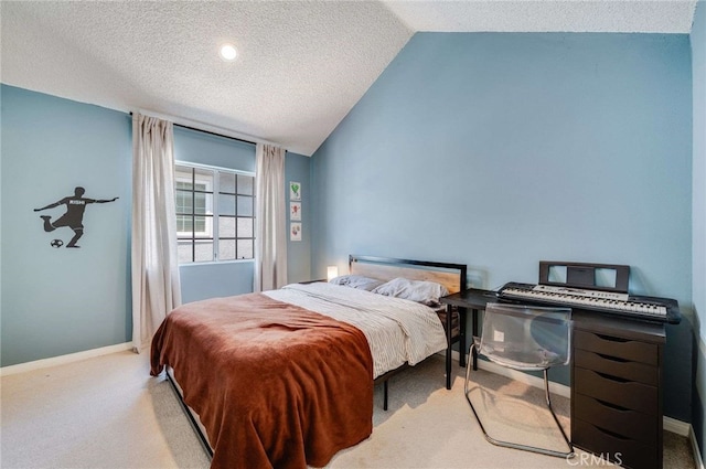 2461 Oneida St Unit B, Pasadena, CA 91107 - carpeted bedroom with lofted ceiling and a textured ceiling
