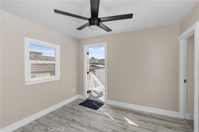 540 Avalon St, Morro Bay, CA 93442 - entryway featuring light wood-style floors, baseboards, and a ceiling fan