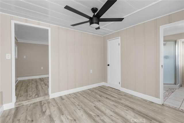 540 Avalon St, Morro Bay, CA 93442 - empty room featuring a ceiling fan, wood finished floors, ornamental molding, and baseboards