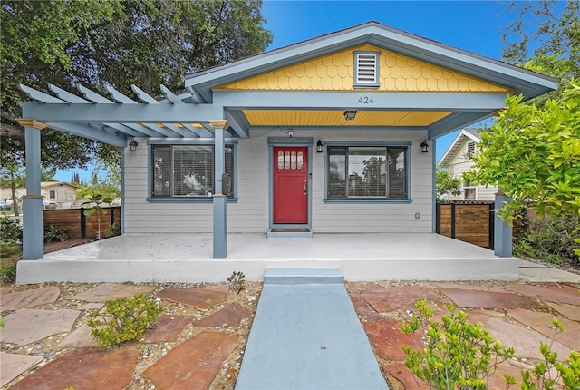 424 E Angeleno Ave, San Gabriel, CA 91776 - view of front of property with a porch, fence, and a pergola