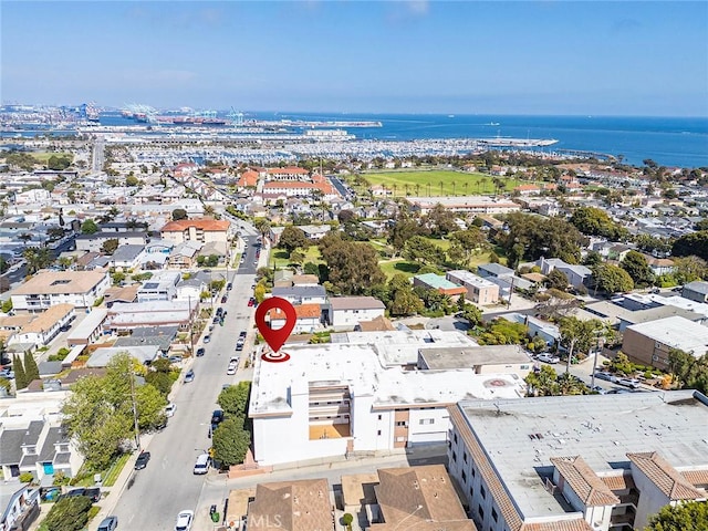 aerial view of a nearby body of water
