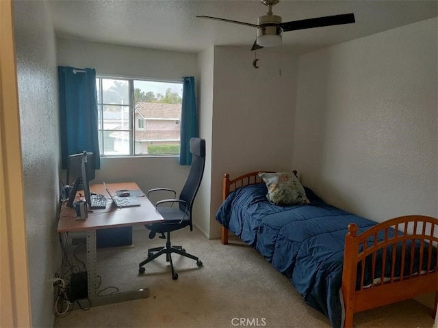 22000 Jodi Pl, Saugus, CA 91350 - carpeted bedroom featuring an office area and ceiling fan