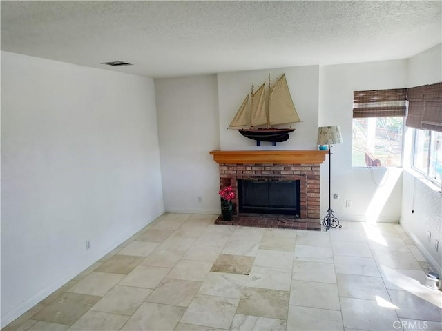 22000 Jodi Pl, Saugus, CA 91350 - living room featuring a textured ceiling and a fireplace