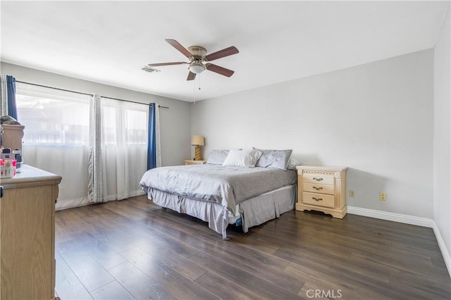 23867 Gamma St, Moreno Valley, CA 92553 - bedroom with dark wood-style flooring, baseboards, and ceiling fan