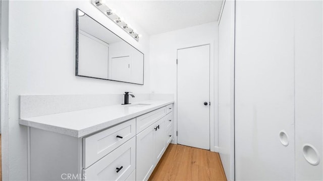 bathroom featuring wood finished floors and vanity