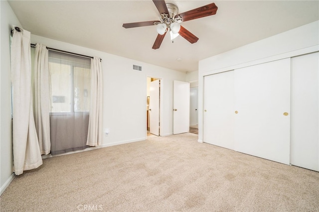 6329 Fillmore Ave, Rialto, CA 92377 - unfurnished bedroom with carpet, baseboards, a closet, and a ceiling fan