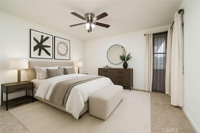 6329 Fillmore Ave, Rialto, CA 92377 - bedroom with light carpet, baseboards, and ceiling fan