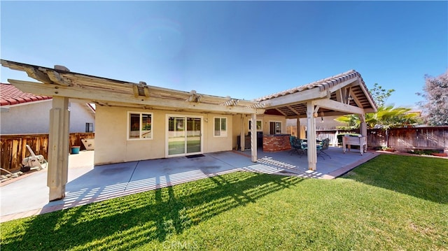 279 White Oak Rd, Lake Elsinore, CA 92530 - back of house with stucco siding, a tiled roof, a patio, and a pergola