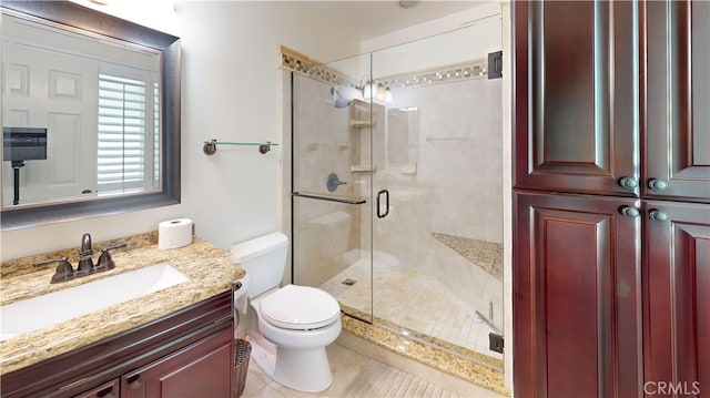 279 White Oak Rd, Lake Elsinore, CA 92530 - full bathroom featuring a shower stall, toilet, and vanity