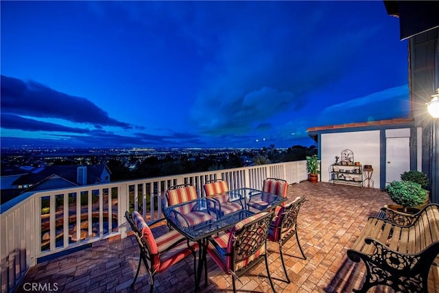 6723 Sycamore Ln, Palmdale, CA 93551 - wooden terrace featuring outdoor dining space and a patio