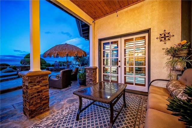 6723 Sycamore Ln, Palmdale, CA 93551 - view of patio featuring french doors and outdoor dining area