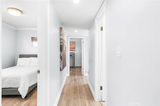 1742 Dixon St, Redondo Beach, CA 90278 - corridor featuring light wood-style flooring, crown molding, baseboards, and recessed lighting