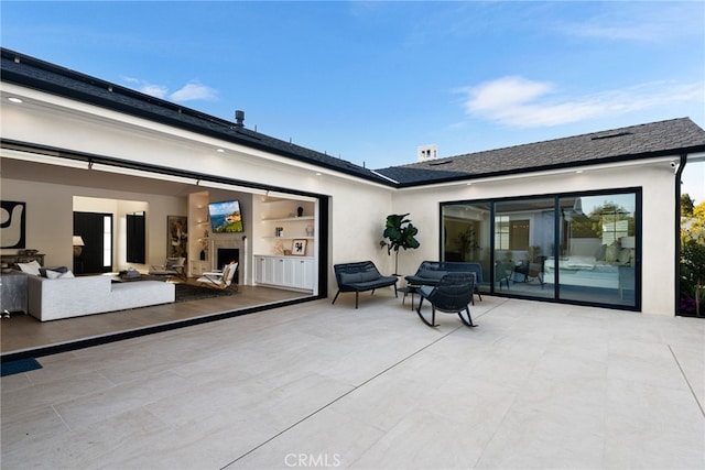 1530 Anita Ln, Newport Beach, CA 92660 - rear view of house with an outdoor living space, a patio area, and stucco siding
