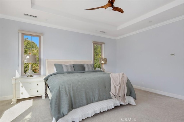 25 Tenderfoot, Irvine, CA 92602 - carpeted bedroom with a raised ceiling, multiple windows, baseboards, and crown molding