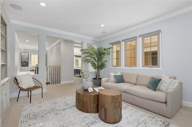25 Tenderfoot, Irvine, CA 92602 - living area with carpet, baseboards, crown molding, and recessed lighting
