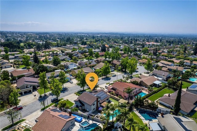 2247 Bella Ave, Upland, CA 91784 - aerial perspective of suburban area featuring a pool area