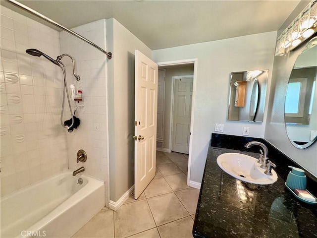 19020 Killoch Way, Porter Ranch, CA 91326 - bathroom with tile patterned floors, vanity, bathing tub / shower combination, and baseboards