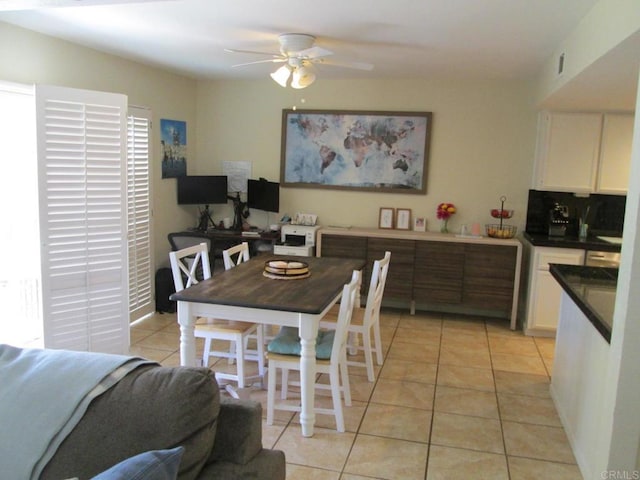 2640 Luciernaga St, Carlsbad, CA 92009 - dining area with light tile patterned floors and a ceiling fan