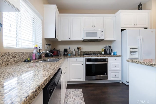 11952 Saxton Way, Victorville, CA 92392 - kitchen with white appliances, a sink, and white cabinets