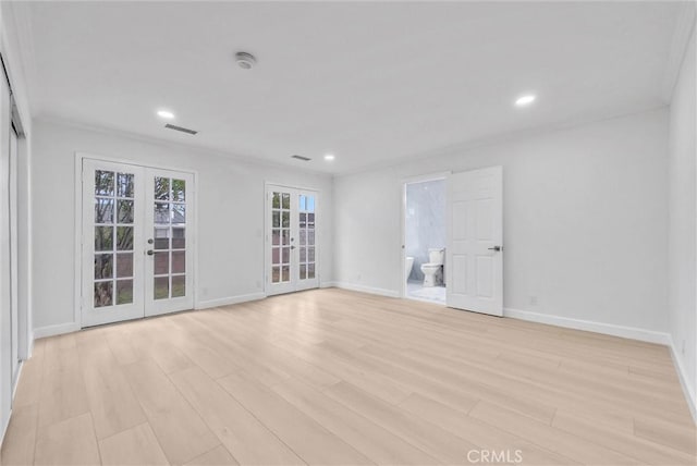4531 N De Lay Ave, Covina, CA 91722 - unfurnished room featuring french doors, light wood-type flooring, baseboards, recessed lighting, and a smoke detector
