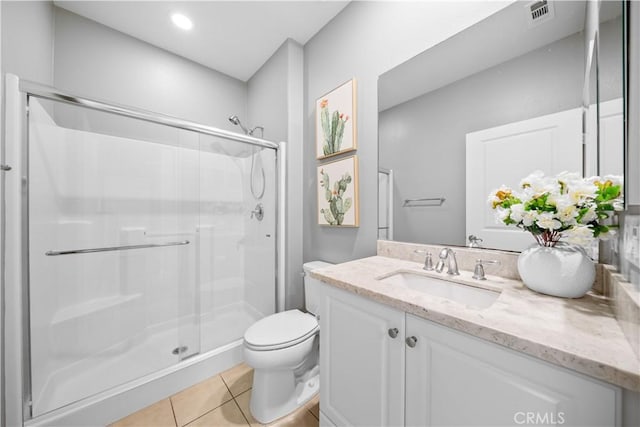 228 Wicker, Irvine, CA 92618 - bathroom with a stall shower, tile patterned floors, vanity, and toilet