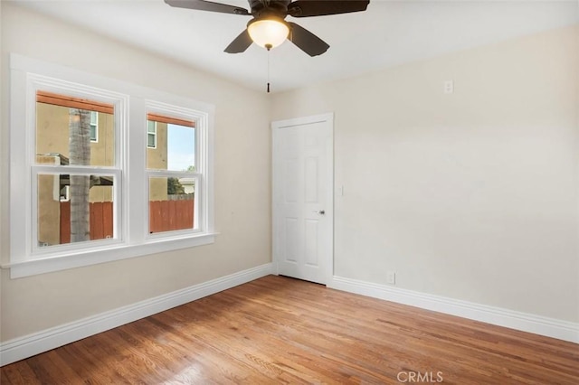 4718 Dawes St, San Diego, CA 92109 - empty room featuring baseboards, light wood finished floors, and a ceiling fan