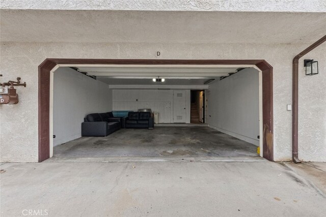 garage with a garage door opener