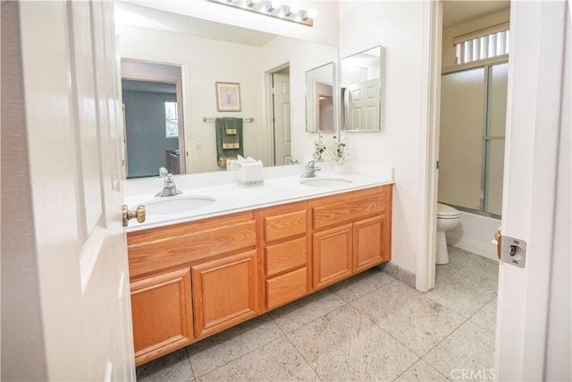 20800 Brana Rd, Riverside, CA 92508 - full bath featuring double vanity and bath / shower combo with glass door