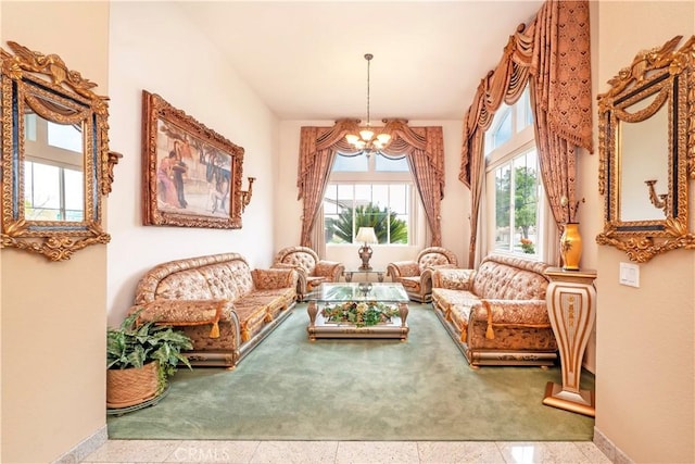 20800 Brana Rd, Riverside, CA 92508 - living area with a chandelier and baseboards
