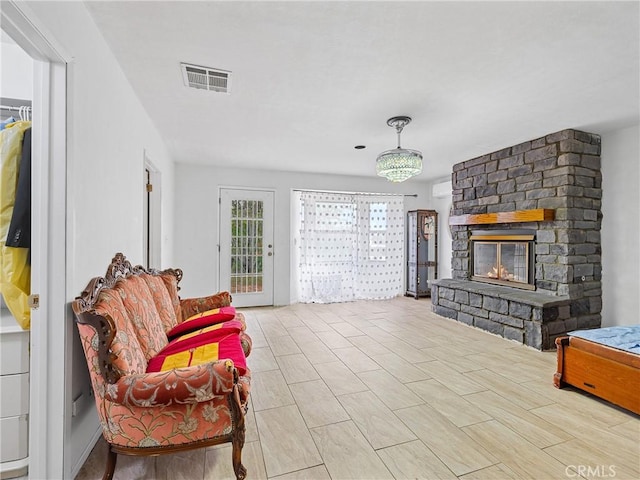 1275 Tamarack Rd, Pinon Hills, CA 92372 - living room featuring a stone fireplace