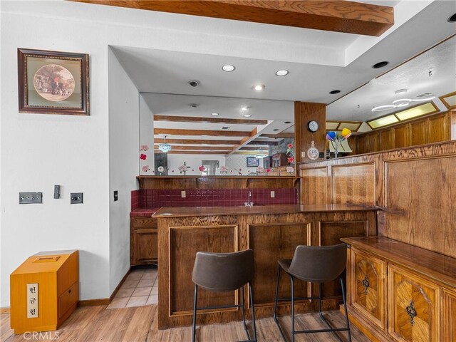 1275 Tamarack Rd, Pinon Hills, CA 92372 - indoor dry bar with light wood-type flooring, recessed lighting, and baseboards