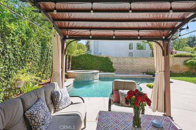 23405 Winslow Pl, Valencia, CA 91354 - view of pool with an in-ground hot tub, fence, and a patio area