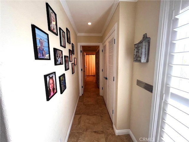 3747 Vista Campana S Unit 7, Oceanside, CA 92057 - hall featuring crown molding and baseboards
