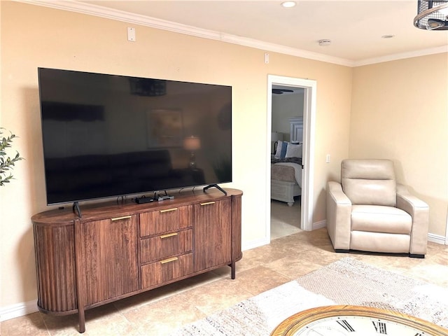 3747 Vista Campana S Unit 7, Oceanside, CA 92057 - living room with ornamental molding, baseboards, and recessed lighting