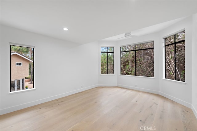24572 Wembley Cir, Laguna Hills, CA 92653 - unfurnished room with light wood-style flooring, ceiling fan, baseboards, and recessed lighting