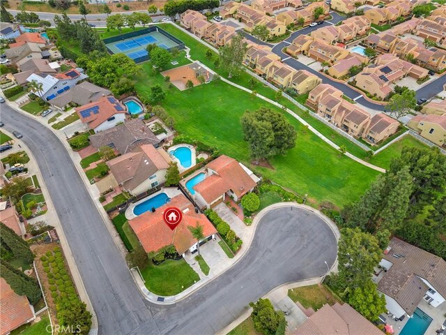 4592 Paloma Ln, Yorba Linda, CA 92886 - aerial overview of property's location featuring nearby suburban area and a pool